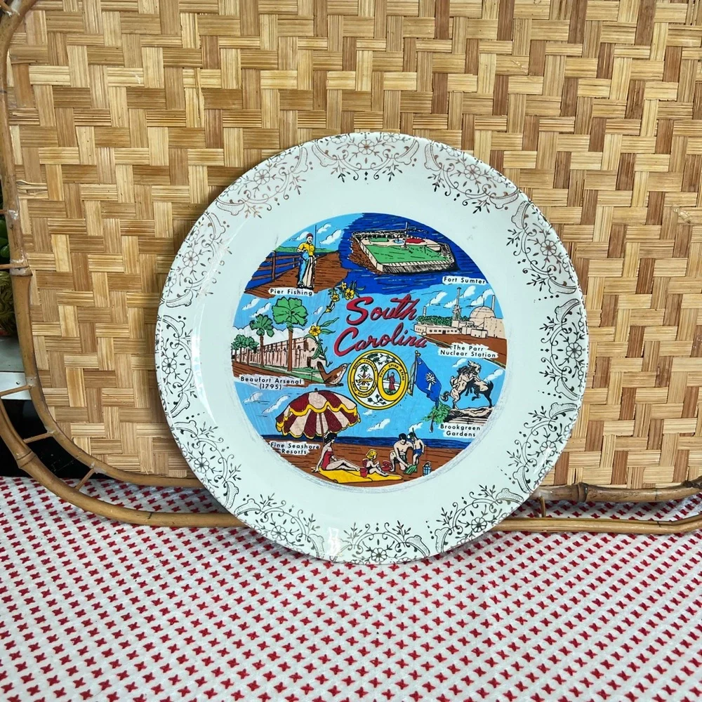 Vintage state plate South Carolina souvenir plate wall decor